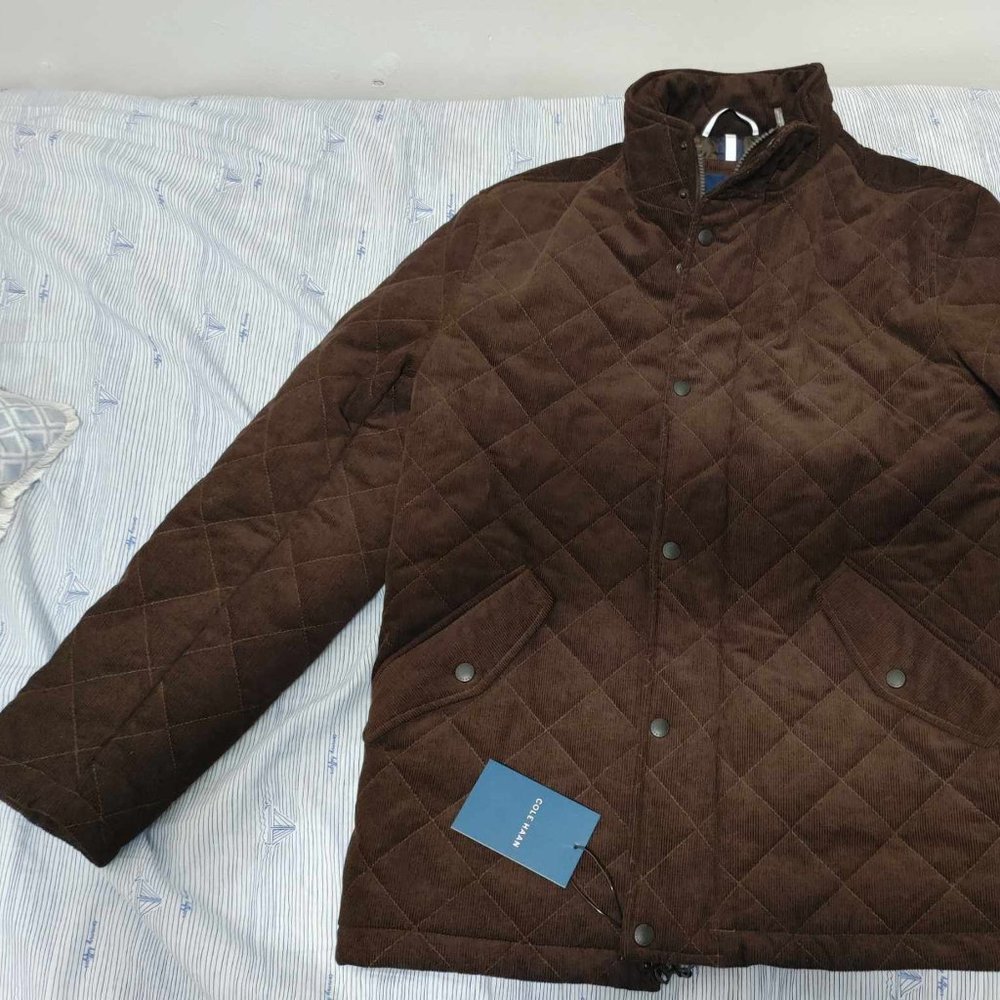 Cole Haan Men's Quilted Corduroy Jacket - New With Tags! - Brown - Medium